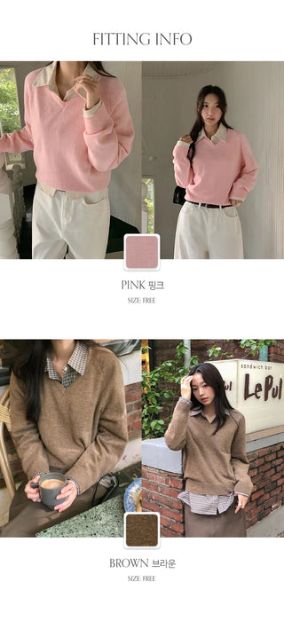 Herki Raglan V neck Long Sleeve Knit