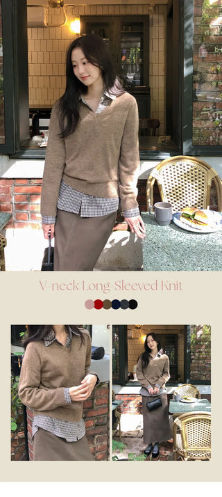 Herki Raglan V neck Long Sleeve Knit