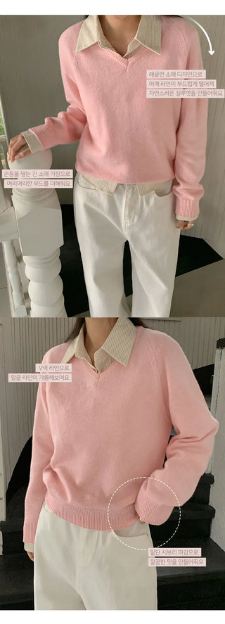 Herki Raglan V neck Long Sleeve Knit