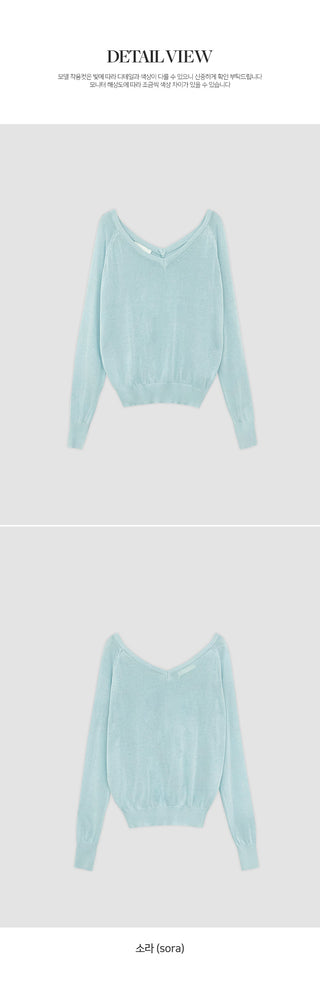 Hardain Double V neck See through Raglan Knit