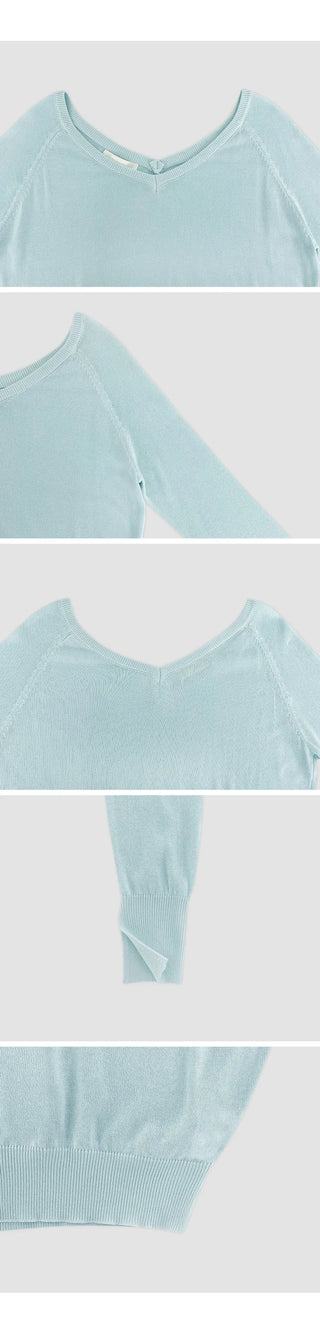 Hardain Double V neck See through Raglan Knit