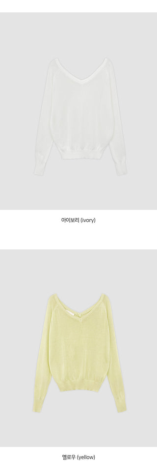 Hardain Double V neck See through Raglan Knit