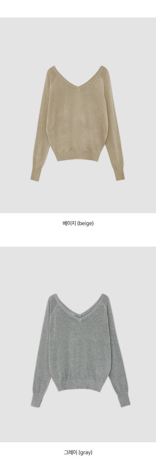 Hardain Double V neck See through Raglan Knit