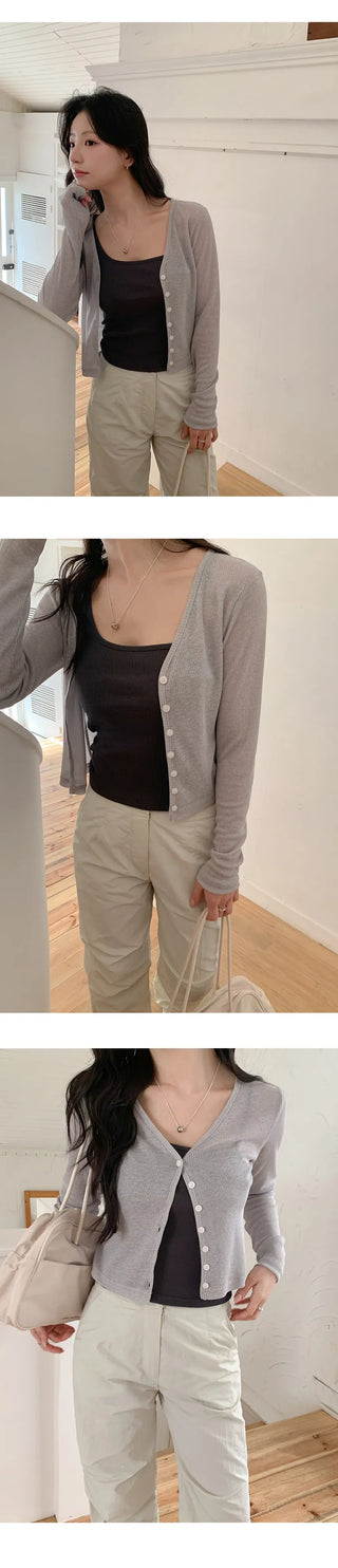 Mint V neck See through Long sleeve Cardigan