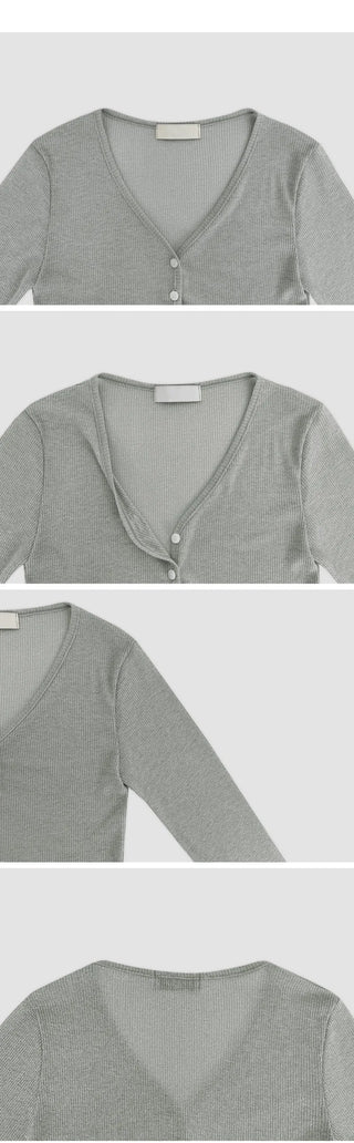 Mint V neck See through Long sleeve Cardigan