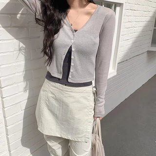 Mint V neck See through Long sleeve Cardigan
