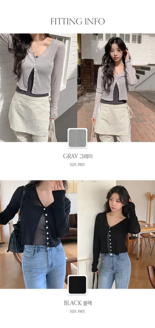 Mint V neck See through Long sleeve Cardigan