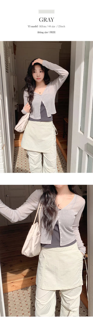 Mint V neck See through Long sleeve Cardigan