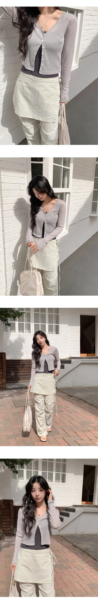 Mint V neck See through Long sleeve Cardigan