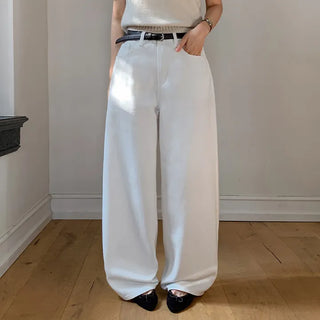 Rotven Hidden Elastic Waist Cotton Wide Pants