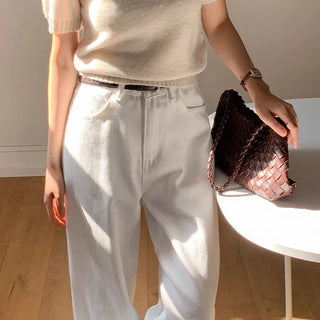 Rotven Hidden Elastic Waist Cotton Wide Pants