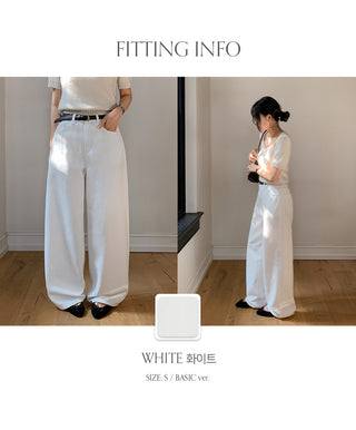 Rotven Hidden Elastic Waist Cotton Wide Pants