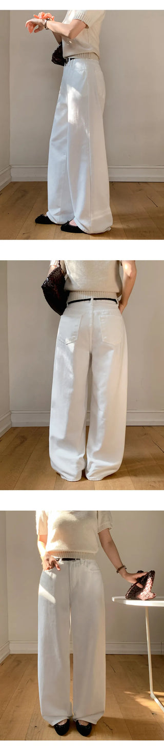 Rotven Hidden Elastic Waist Cotton Wide Pants