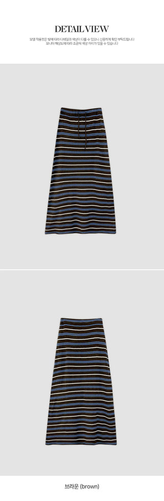Beot Banded Striped Knit Maxi Long Skirt