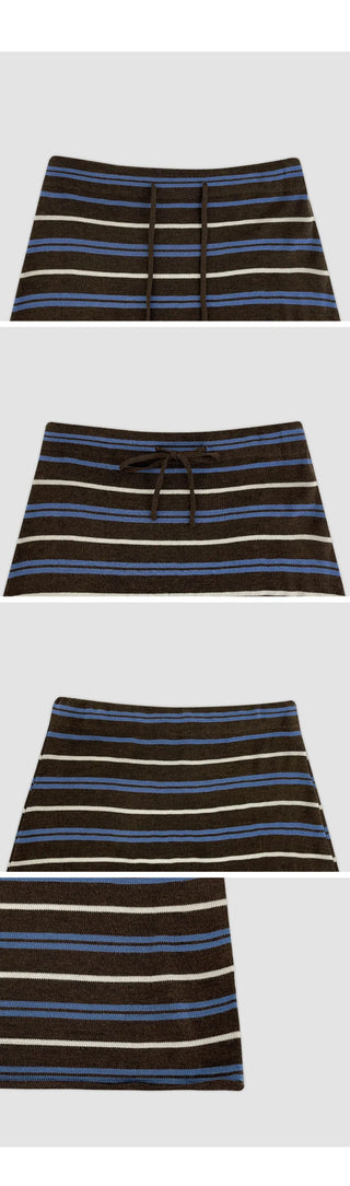 Beot Banded Striped Knit Maxi Long Skirt