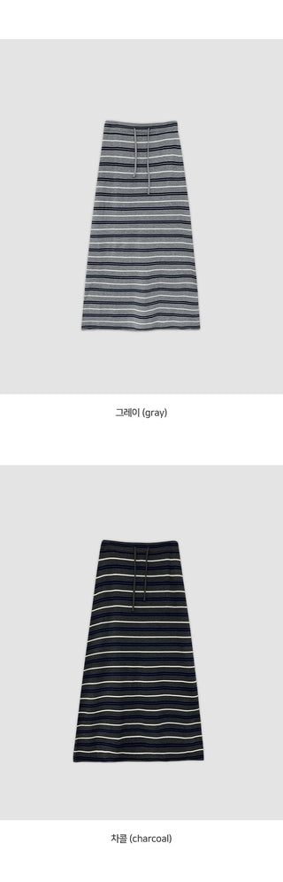 Beot Banded Striped Knit Maxi Long Skirt