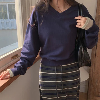 Dearjet V neck Loose Fit Sweatshirt