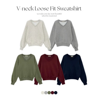 Dearjet V neck Loose Fit Sweatshirt
