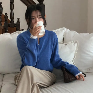 Lemain Round Long Sleeve Knit Cardigan