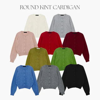 Lemain Round Long Sleeve Knit Cardigan