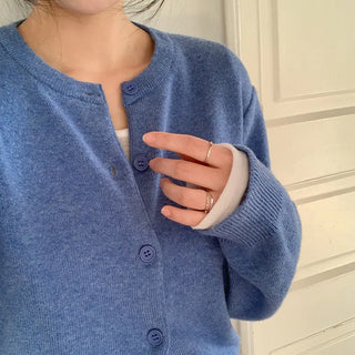 Lemain Round Long Sleeve Knit Cardigan