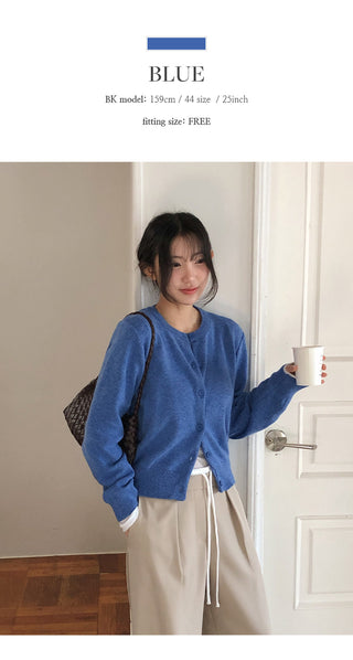 Lemain Round Long Sleeve Knit Cardigan