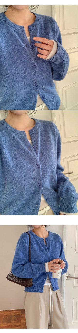 Lemain Round Long Sleeve Knit Cardigan