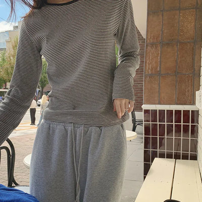 Deztell Round Striped Long Sleeve T shirt