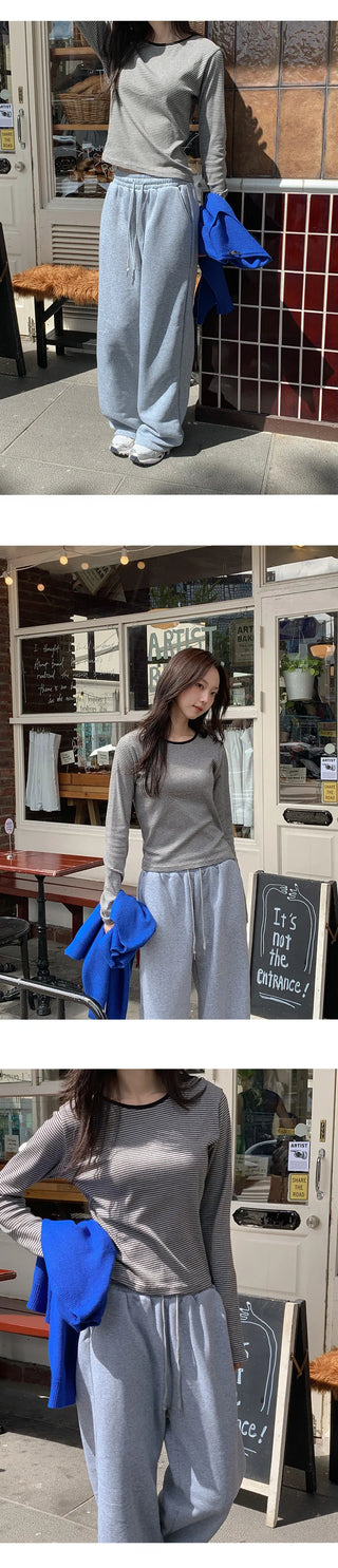 Deztell Round Striped Long Sleeve T shirt