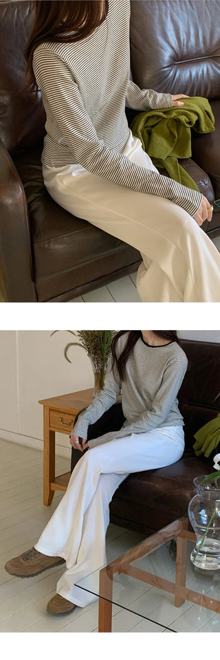 Deztell Round Striped Long Sleeve T shirt