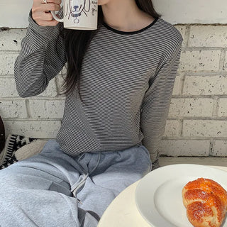 Deztell Round Striped Long Sleeve T shirt