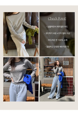 Deztell Round Striped Long Sleeve T shirt