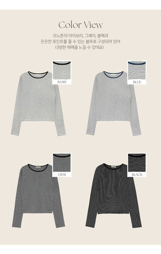 Deztell Round Striped Long Sleeve T shirt