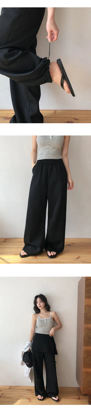 Elline String Wrap Skirt Layered Elastic Two Way Wide Pants