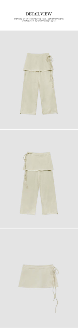 Elline String Wrap Skirt Layered Elastic Two Way Wide Pants