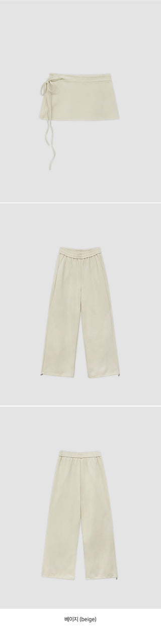 Elline String Wrap Skirt Layered Elastic Two Way Wide Pants
