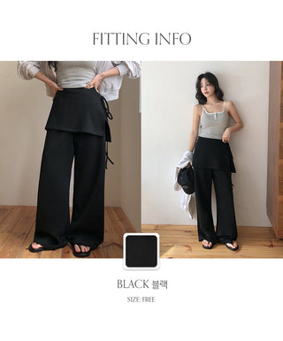Elline String Wrap Skirt Layered Elastic Two Way Wide Pants