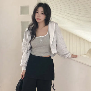 Radov Crop Zip Up Hoodie