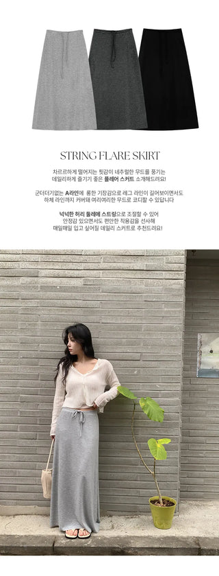 Onart String Flare Long Skirt