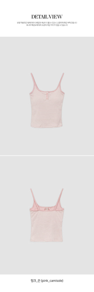 Selvrin Striped Button Ribbed Sleeveless Cap Top