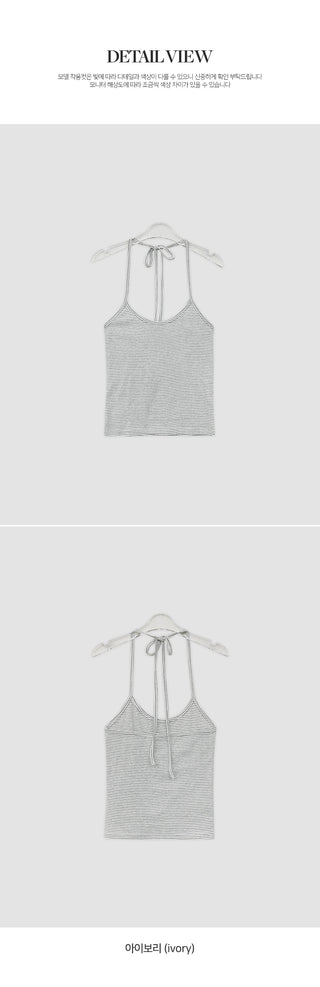 Karein Striped String Halterneck Sleeveless Top