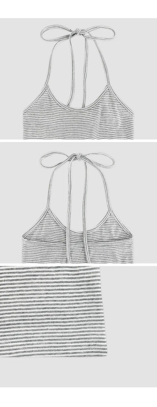 Karein Striped String Halterneck Sleeveless Top