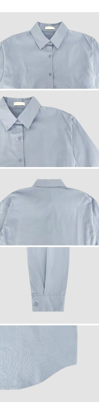 Benipen Striped Herringbone Crop Shirt