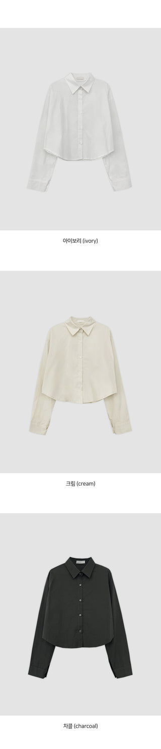 Benipen Striped Herringbone Crop Shirt