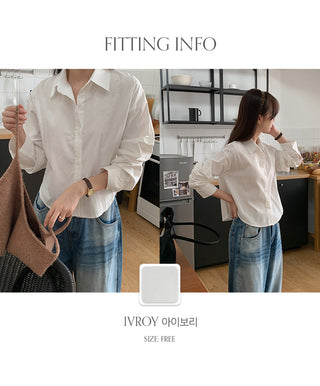 Benipen Striped Herringbone Crop Shirt