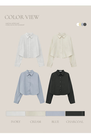 Benipen Striped Herringbone Crop Shirt
