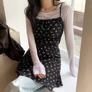Amorin Flower String Flare Bustier Mini Dress