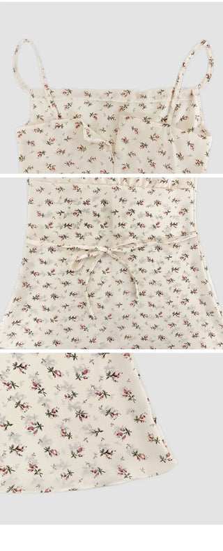 Amorin Flower String Flare Bustier Mini Dress