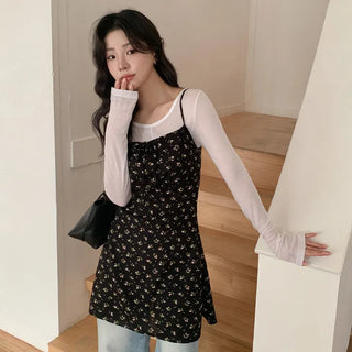 Amorin Flower String Flare Bustier Mini Dress