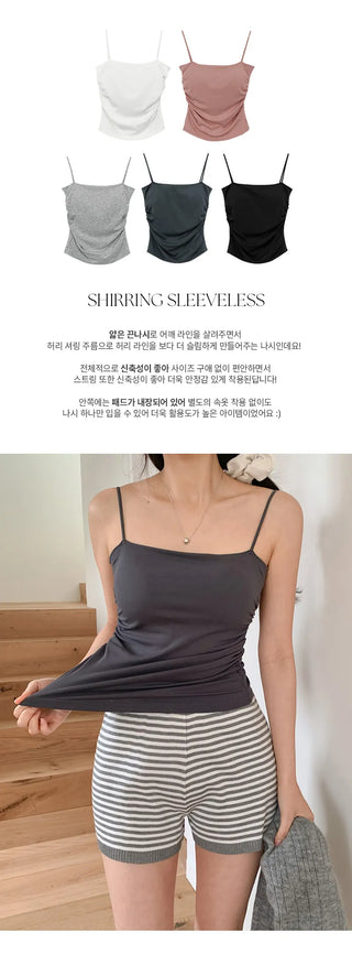 Leart Cap Shirred Strap Sleeveless
